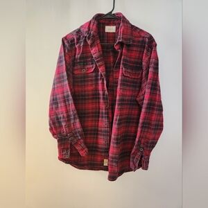Jach's Red & Black Plaid Flannel, Men's Large, 100% Cotton, Heavy Weight